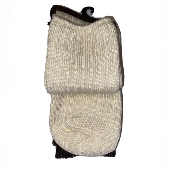 Frye Boot Socks 2 Pair Women 5-10 Cream & Brown w Logo Blend Ribbed Crew NEW!$28 - Picture 5 of 10